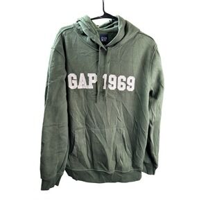 GAP 1969 Olive Green Logo Hoodie Sweatshirt Casual Comfy Pullover